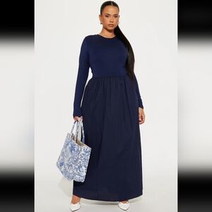Jordyn Long Sleeve Drop Waist Maxi Dress